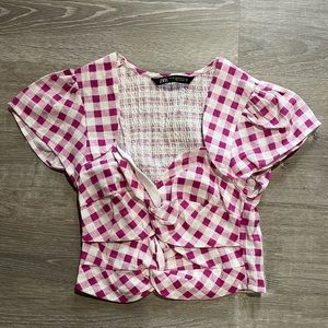 Zara Pink Gingham Top